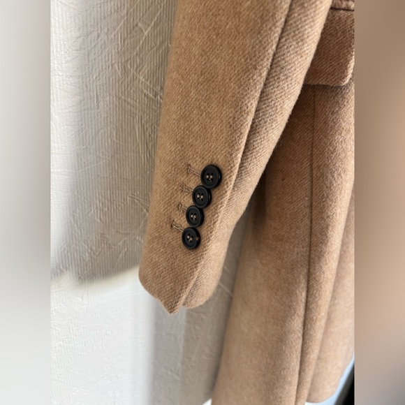 RARE Zara Tan Camel Wool Blend Double Breasted Tailored Fit Winter Trench Coat - Picture 10 of 16